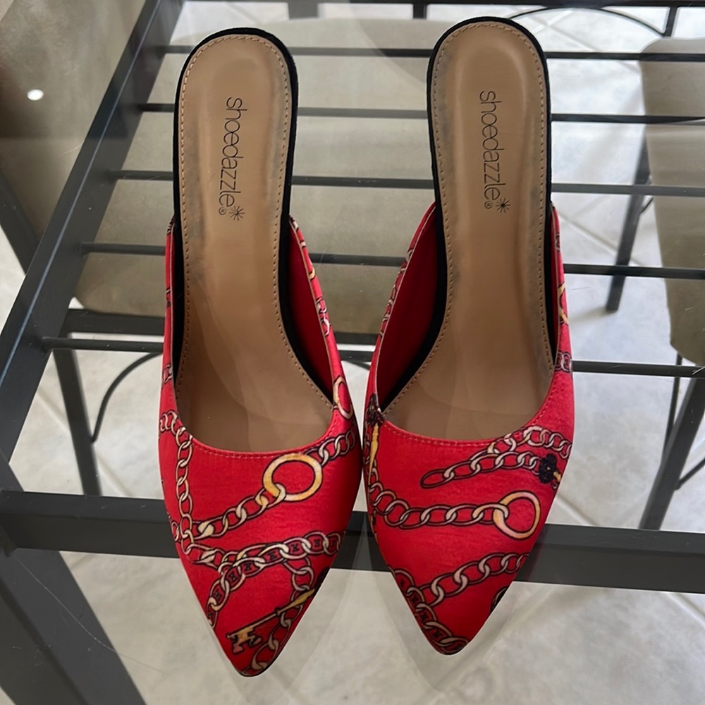 Red backless heels